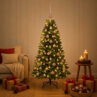 Umjetno božićno drvce s kuglicama, 150 cm, 150 LED lampica